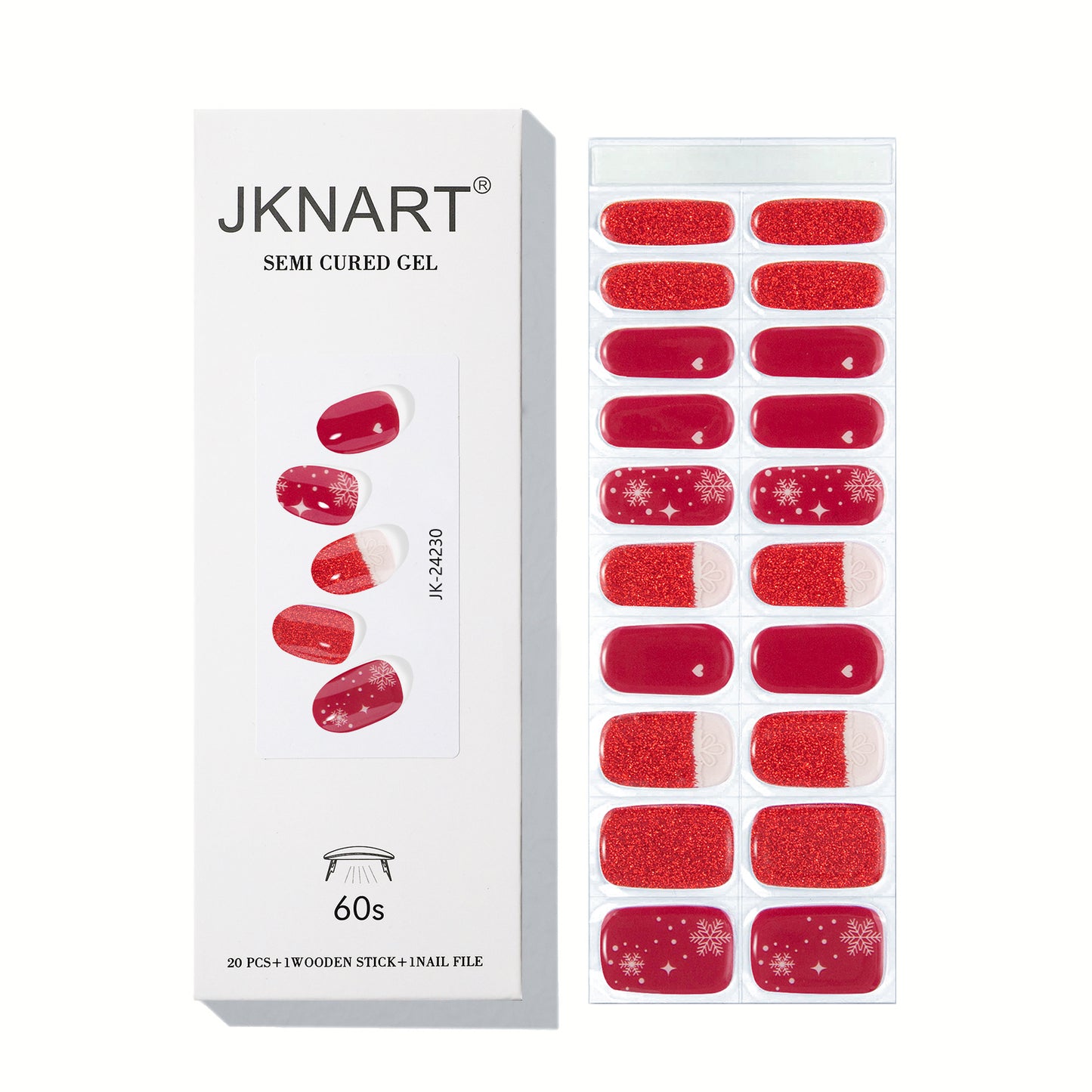 Semi Cured Nail-christmas-pink