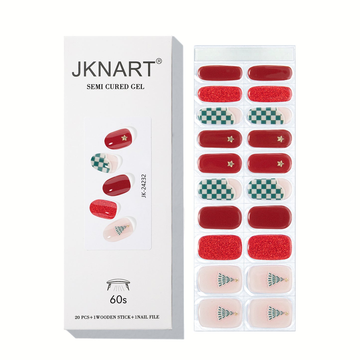 Semi Cured Nail-christmas-red