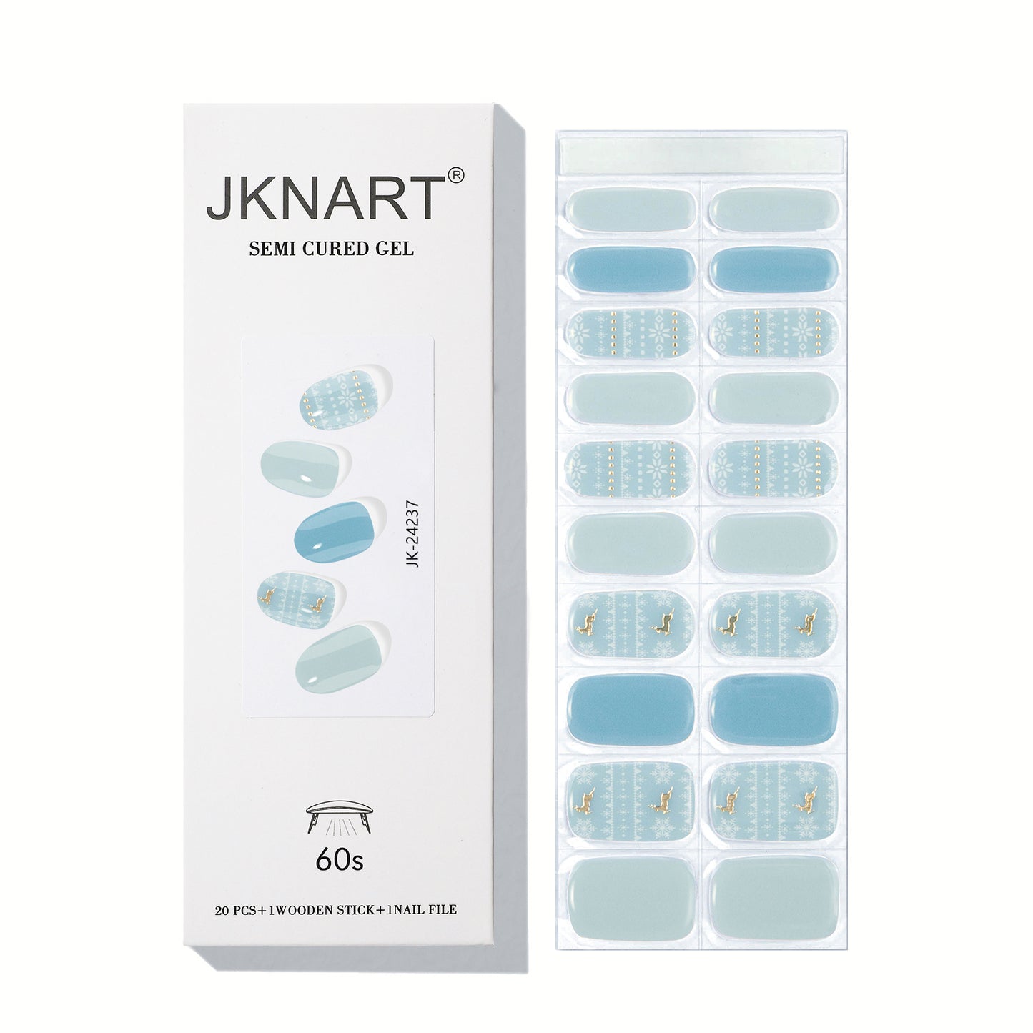 Semi Cured Nail-christmas pale blue