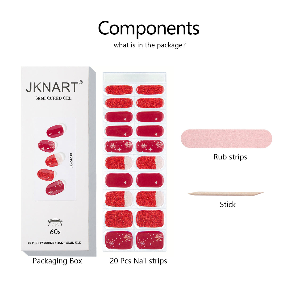 Semi Cured Nail-christmas-pink