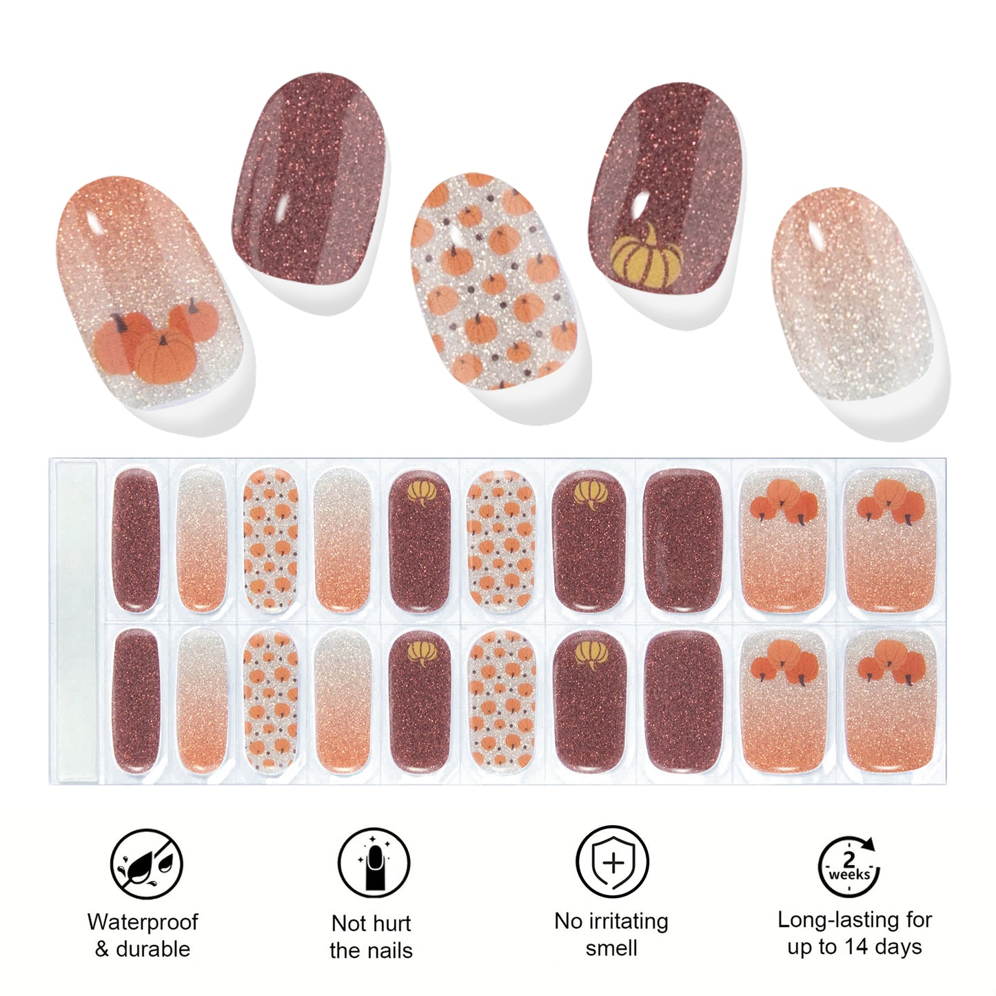 Semi Cured Nail-halloween-pumpkin-elf