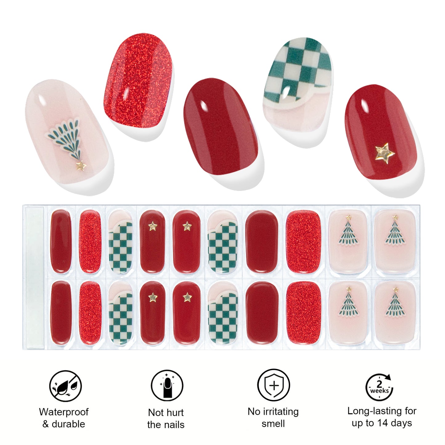 Semi Cured Nail-christmas-red