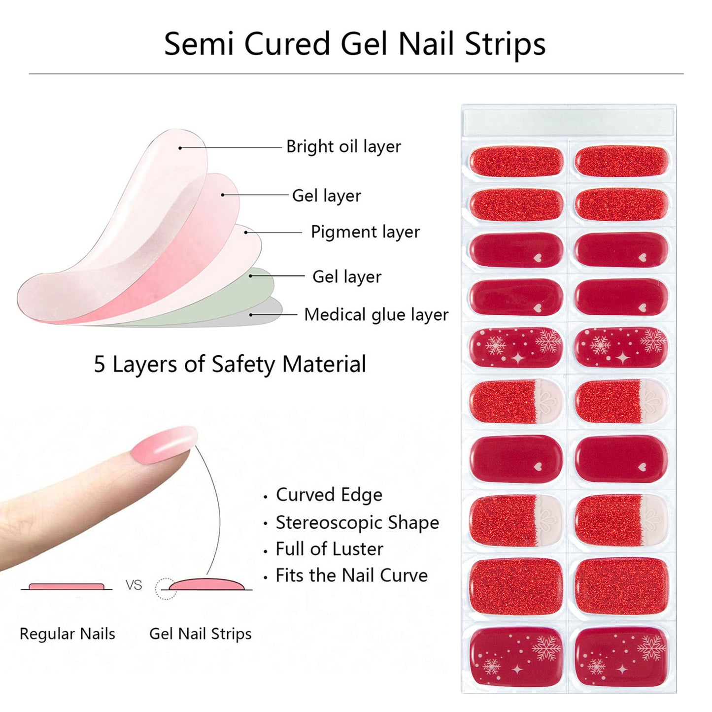 Semi Cured Nail-christmas-pink