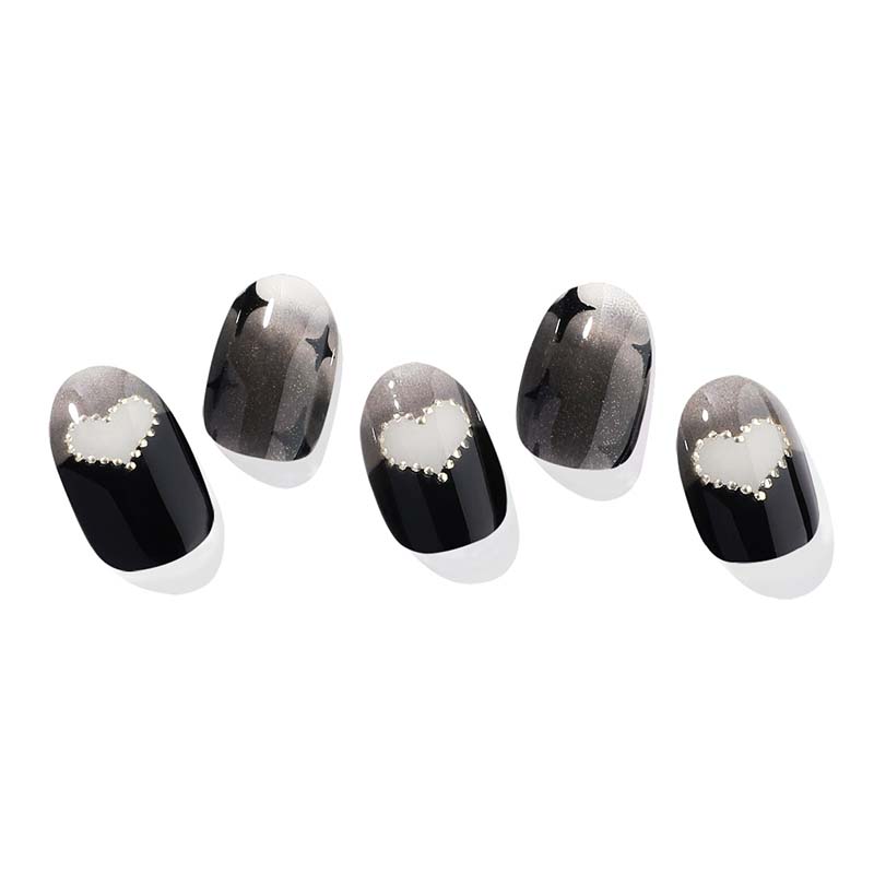 Semi Cured Nail-black-raisin-french
