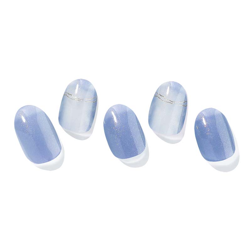 Semi Cured Nail-teal-blue-cloudy