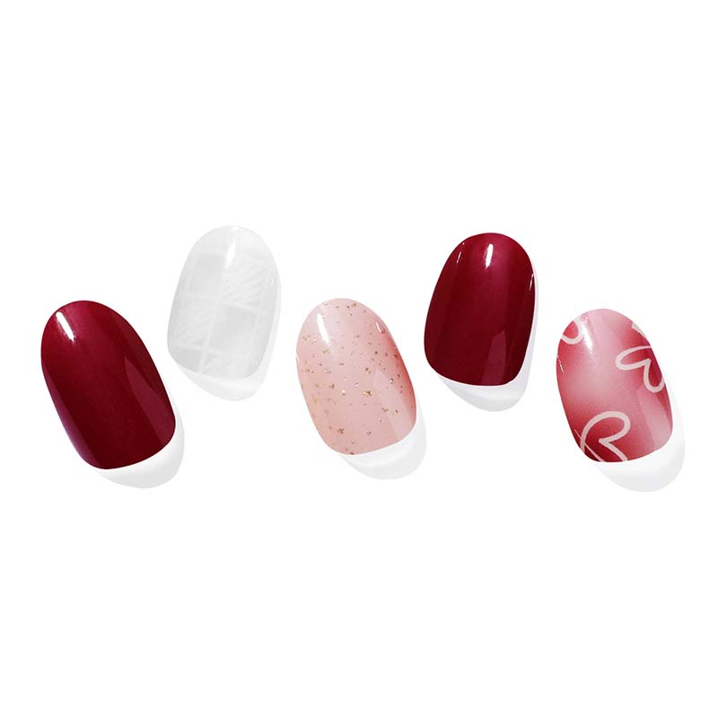 Semi Cured Nail-Red Hearts