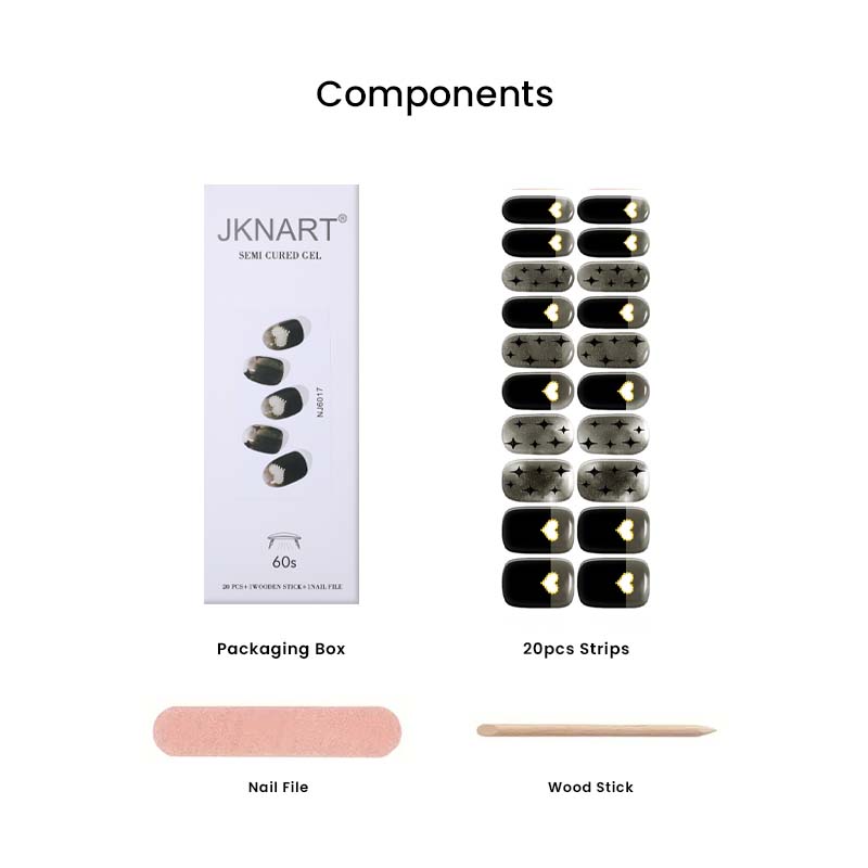 Semi Cured Nail-black-raisin-french